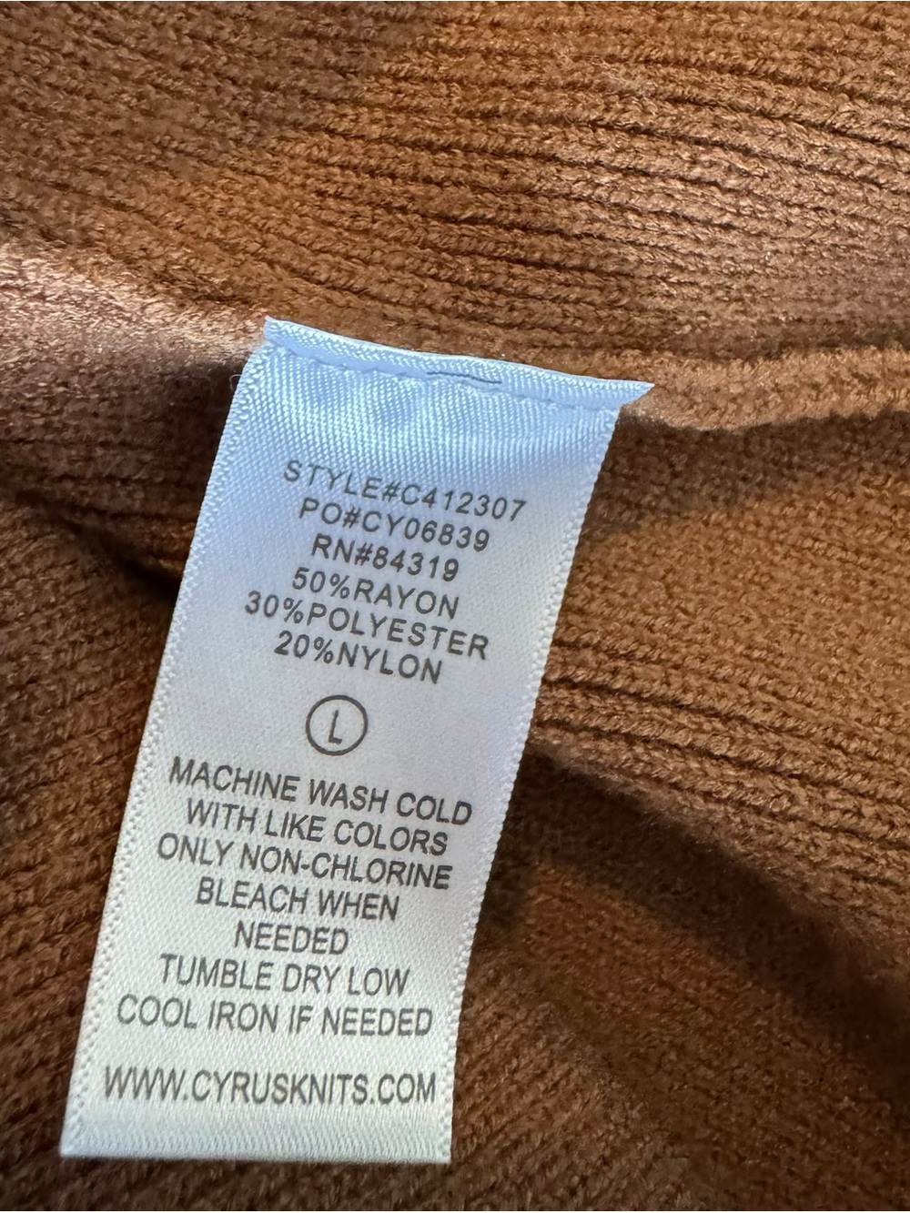 Cyrus - NWT Long Open Front Duster Cardigan Sweater Tobacco Brown Sz L - Picture 7 of 8